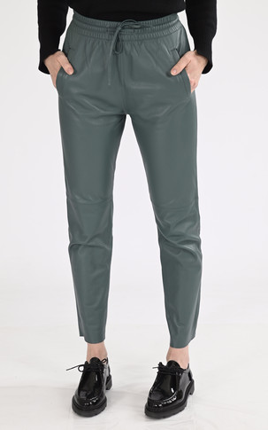 Pantalon jogpant cuir vert émeraude