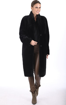Manteau long mouton noir
