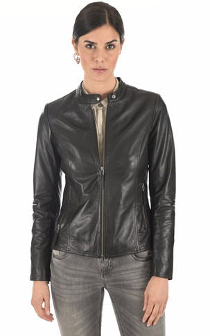 Blouson agneau noir femme