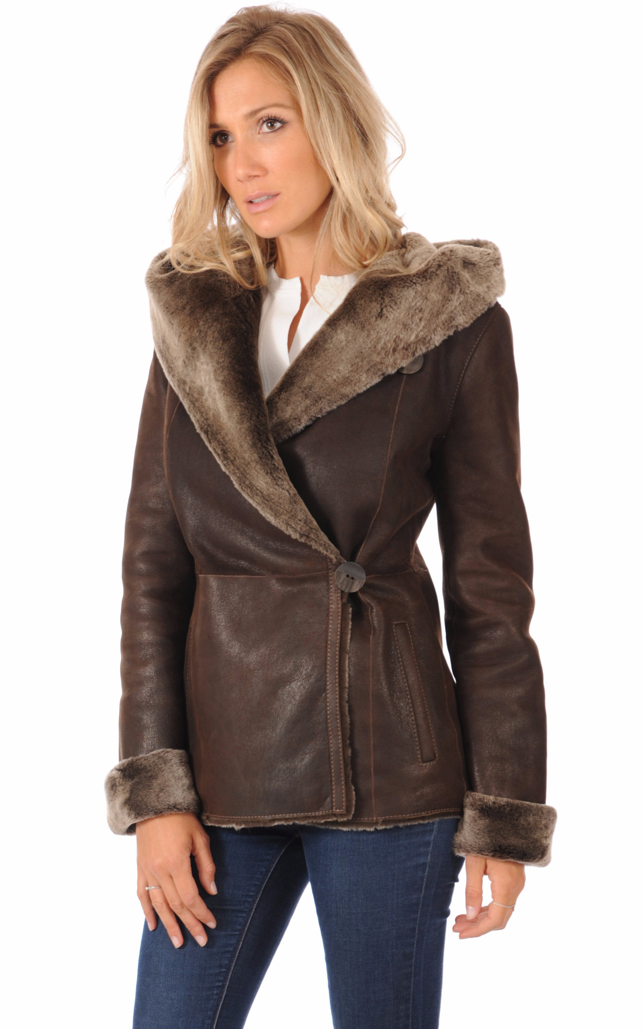 Veste femme peau lainee hot sale