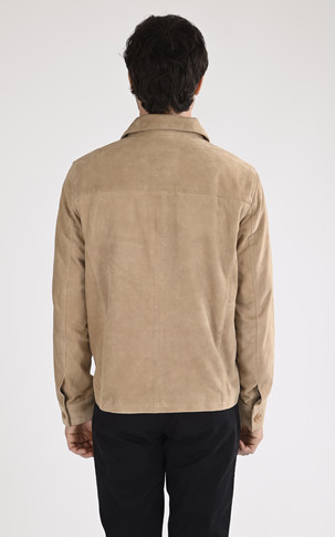 Veste cuir velours Houston beige